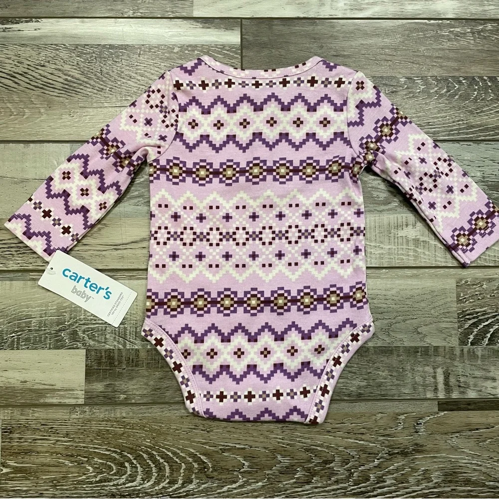 Carter’s Nordic Pattern Long Sleeve Bodysuit 3 Months NWT